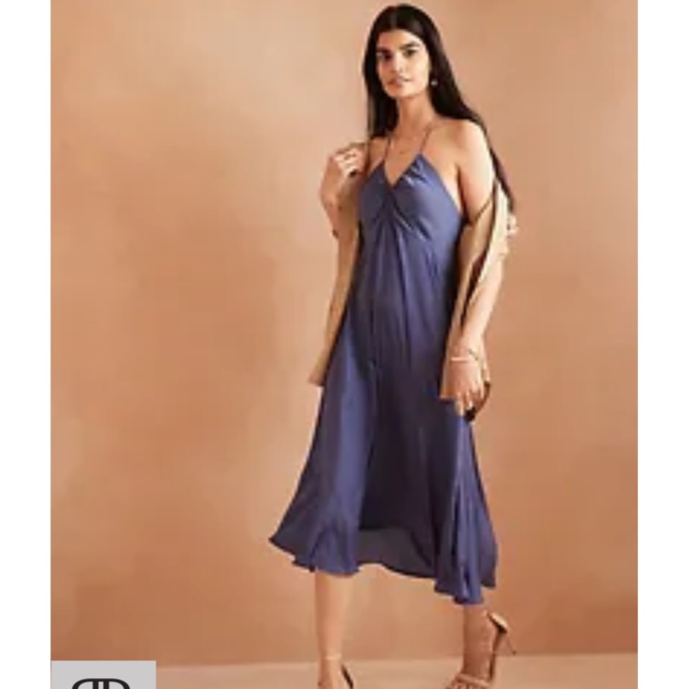 Tie neck halter dress